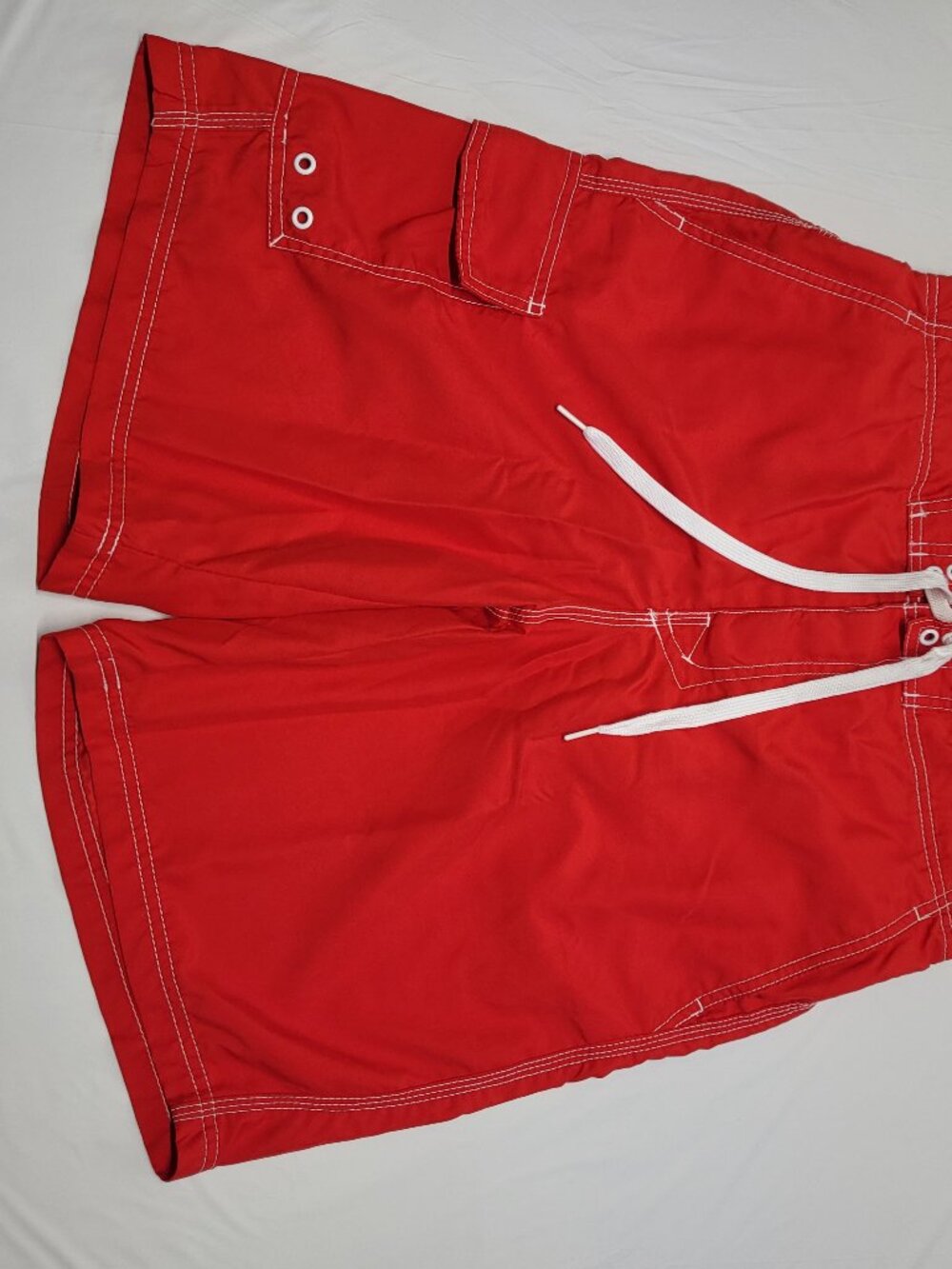 Route 66 Mens Swim Shorts Cargo Size Medium Drawstring Lined Mesh Red